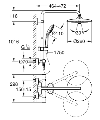 Grohe Euphoria 260 zuhanyrendszer termosztátos csapteleppel 27296 002 (27296002)