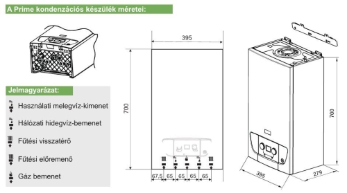 BAXI Prime 1.24 ERP fűtőkazán, kondenzációs, fali, 24kW (BAX_PRIME-1-24P)