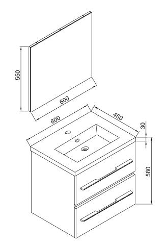 Wellis MyLine Spa Nina 60 komplett fürdőszobabútor szett SZP-WE16 (WB00277, WB00278, WB00279)