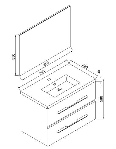 Wellis MyLine Spa Nina 80 komplett fürdőszobabútor szett SZP-WE17 (WB00280, WB00281, WB00282)