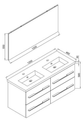 Wellis MyLine Spa Nina 120 komplett fürdőszobabútor szett SZP-WE15 (WB00283, WB00284, WB00285)