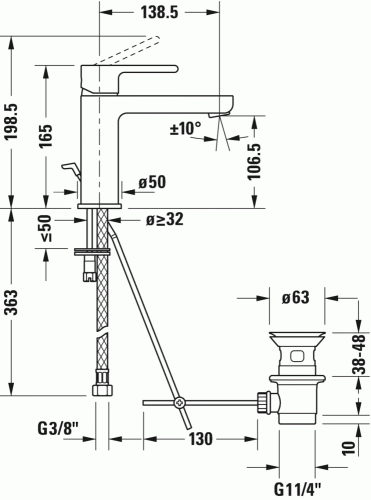 Duravit B.2 egykaros mosdócsaptelep M B21020001010