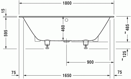 Duravit DuraSquare 180x80 cm fürdőkád, állvánnyal 700426000000000