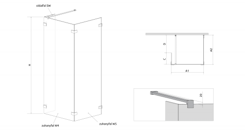 Radaway Euphoria Walk-in W5 90 zuhanyfal (383151-01-01)