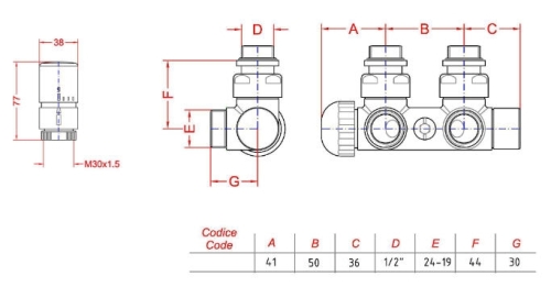 Sapho TWIN TERMO csatlakozó készlet radiátorhoz, króm (CP3012S)