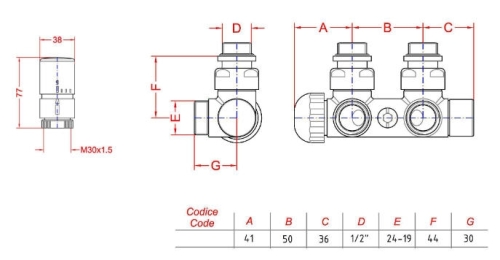 Sapho TWIN TERMO csatlakozó készlet radiátorhoz, szálcsiszolt (CP3525S)