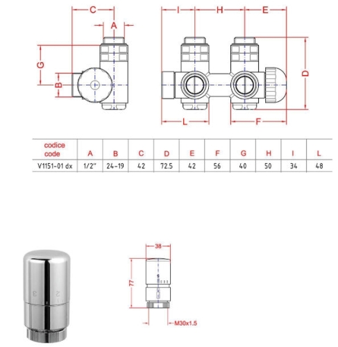 Sapho TWIN COMBI TERMO csatlakozó készlet radiátorhoz, króm (CP5010S)