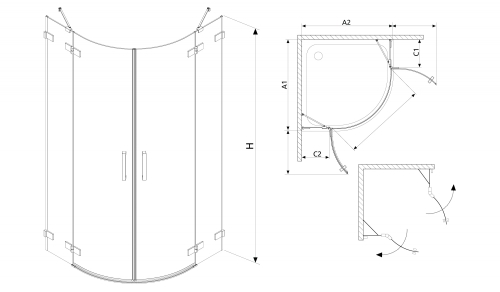 Radaway Euphoria PDD 80 B zuhanyajtó (383002-01L)