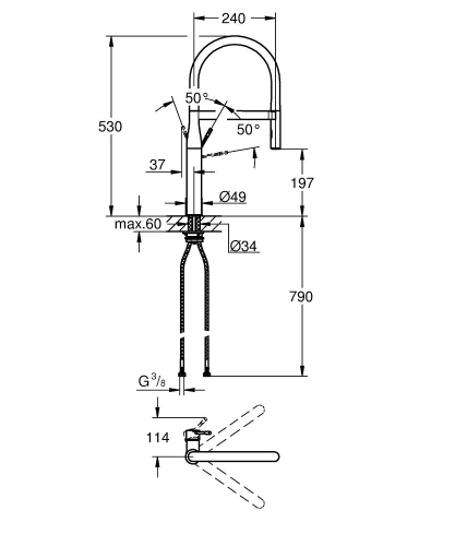 Grohe Essence egykaros mosogató csaptelep, supersteel 30294 DC0 (30294DC0)