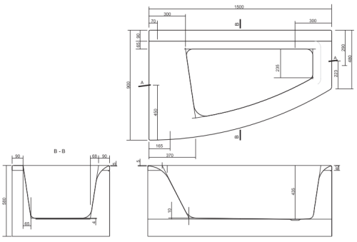 Cersanit Virgo Max 150x90 cm aszimmetrikus kád, balos S301-131