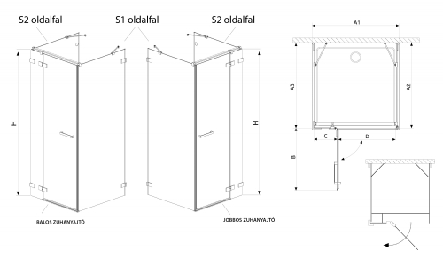 Radaway Euphoria KDJ+S 80 J zuhanyajtó (383512-01R, 383221-01R)