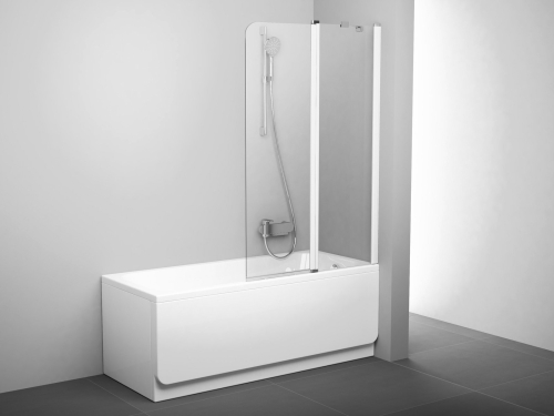 Ravak CVS2 100 cm jobbos kádparaván Transparent üveggel, fehér 7QRA0100Z1