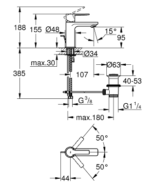 Grohe Lineare egykaros mosdócsaptelep XS, króm 32109 001 (32109001)