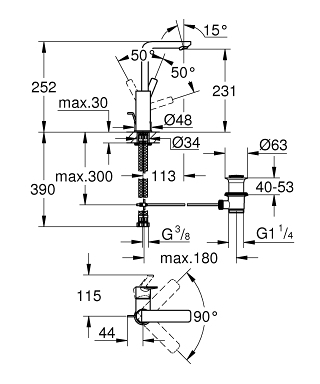 Grohe Lineare egykaros mosdócsaptelep L-méret, supersteel 23296 DC1 (23296DC1)