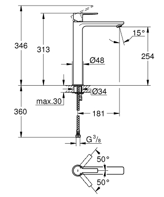 Grohe Lineare egykaros mosdócsaptelep XL-méret, króm 23405 001 (23405001)