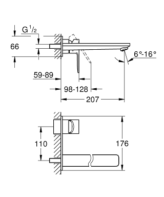 Grohe Lineare egykaros fali mosdócsaptelep L-méret, supersteel 23444 DC1 (23444DC1)