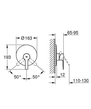 Grohe Lineare egykaros falba épített zuhanycsaptelep, supersteel 19296 DC1 (19296DC1)