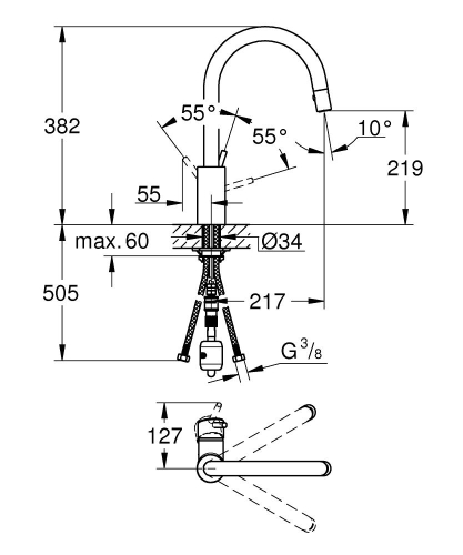 Grohe Concetto egykaros mosogató csaptelep, króm 31483 001 (31483001)