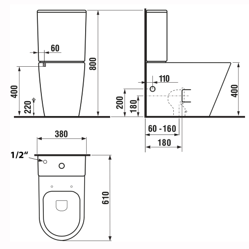 Sapho PACO WC RIMLESS perem nélküli kombi wc ülőkével (Soft Close) (PC1012R)