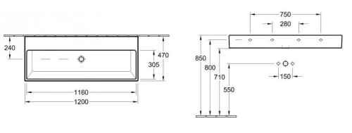 Villeroy & Boch Memento 120x47 cm mosdó csaplyuk nélkül CeramicPlus felülettel 5133C6R1 (5133 C6 R1)