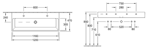 Villeroy & Boch Memento 120x47 cm mosdó, túlfolyó nélkül CeramicPlus felülettel 5133C1R1 (5133 C1 R1)
