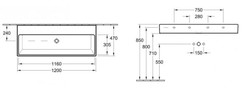 Villeroy & Boch Memento 120x47 cm mosdó csaplyuk és túlfolyó nélkül CeramicPlus felülettel 5133C3R1 (5133 C3 R1)