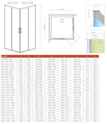 Radaway Idea KDD 120 L zuhanyajtó (387064-01-01L)