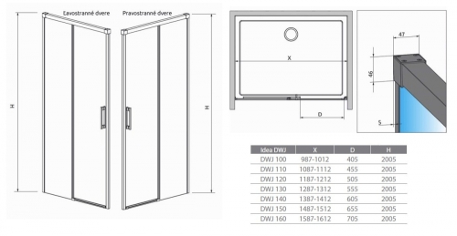 Radaway Idea DWJ 120 L zuhanyajtó (387016-01-01L)