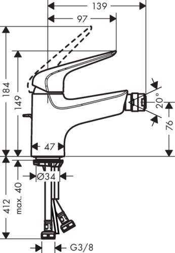 Hansgrohe Novus egykaros bidécsaptelep 70 automata lefolyóval 71142000