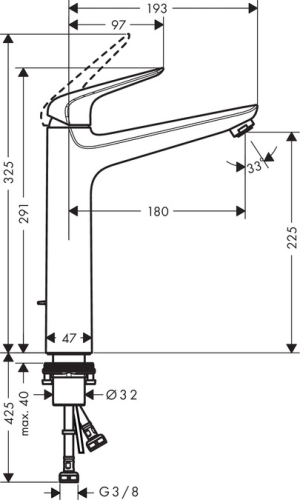 Hansgrohe Novus egykaros mosdócsaptelep 230 automata lefolyóval 71123000