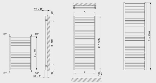 Betatherm RA Topáz rozsdamentes radiátor, 600x1500 mm RA 60150
