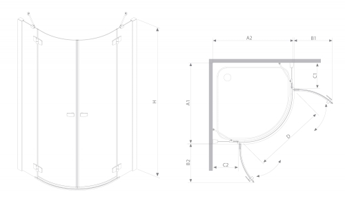 Radaway Fuenta New PDD 80 B zuhanyajtó (384002-01-01L)