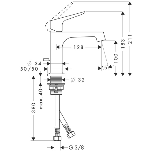 Hansgrohe AXOR Citterio M egykaros mosdócsaptelep 100 automata lefolyó-garnitúrával 34010 000 (34010000)