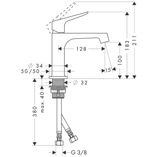 Hansgrohe AXOR Citterio M Egykaros mosdócsaptelep 100 lefolyó nélkül 34017 000 (34017000)