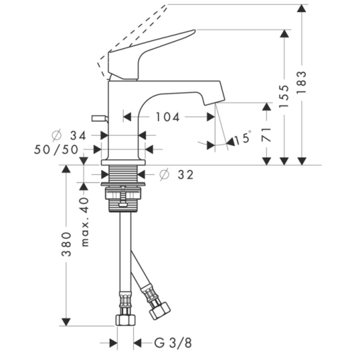 Hansgrohe  AXOR Citterio M Egykaros mosdócsaptelep 70 automata lefolyó-garnitúrával, kézmosókhoz 34016 000 (34016000)