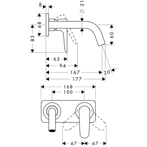 Hansgrohe AXOR Citterio M egykaros mosdócsaptelep falsík alatti szereléshez, dekorlappal 34112 000 (34112000)