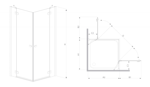 Radaway Fuenta New KDD 80 B zuhanyajtó (384061-01-01L)