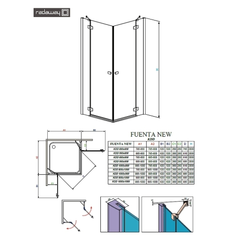 Radaway Fuenta New KDD 90 B zuhanyajtó (384060-01-01L)