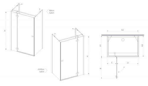 Radaway Fuenta New KDJ+S 110 B zuhanyajtó (384023-01L)