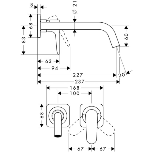 Hansgrohe AXOR Citterio M egykaros mosdócsaptelep falsík alatti szereléshez 34116 000 (34116000)