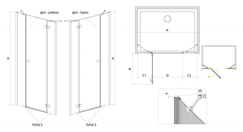 Radaway Fuenta New DWJS 120 J zuhanyajtó (384031-01-01R)
