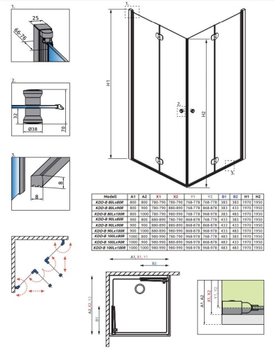 Radaway Eos KDD-B 80x80 szögletes zuhanykabin 137313-01-01