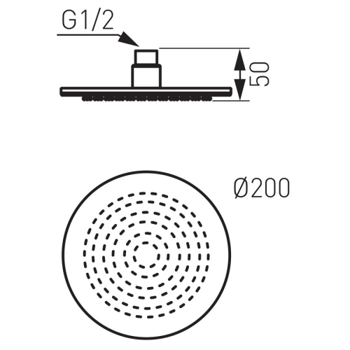 Ferro 20 cm átmérőjű kerek fejzuhany, gömbcsuklóval DSN03