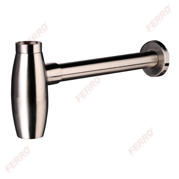 Ferro Ovális búraszifon G5/4”x32 mm, szálcsiszolt nikkel S286NC