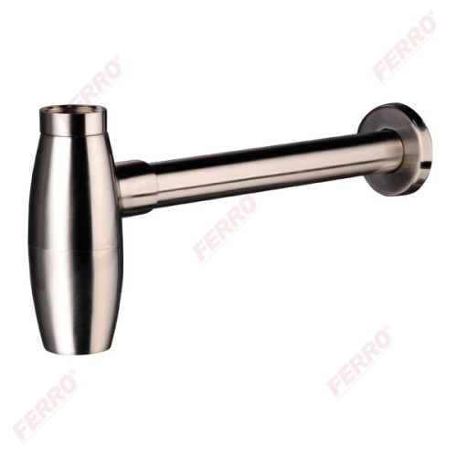 Ferro Ovális búraszifon G5/4”x32 mm, szálcsiszolt nikkel S286NC