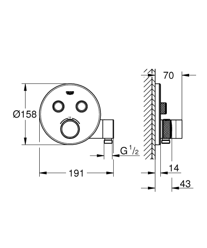 GROHE Grohtherm SmartControl termosztátos színkészlet beépített zuhanytartóval 29120000