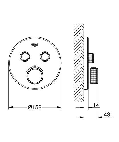 GROHE Grohtherm SmartControl termosztátos színkészlet, fehér üveg 29151LS0