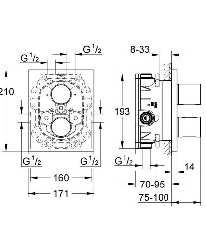 Grohe Grohtherm F termosztátos falsík alatti színkészlet 27618000