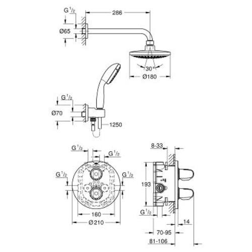 Grohe Grohtherm 1000 Cosmopolitan falsík alatti zuhanyszett rendszer 34614000