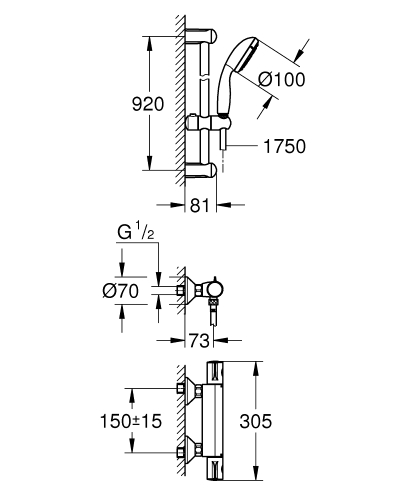 Grohe Grohtherm 800 termosztátos zuhanycsaptelep zuhanyszettel 34566001